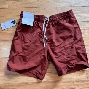 Goodfellow & Co Mens 7" Swim Trunks Rust Red Burgundy Small NWT UPF 50+